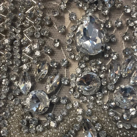 Silver Embellished Halter bedazzled Cocktail Dress - Picture 8 of 17